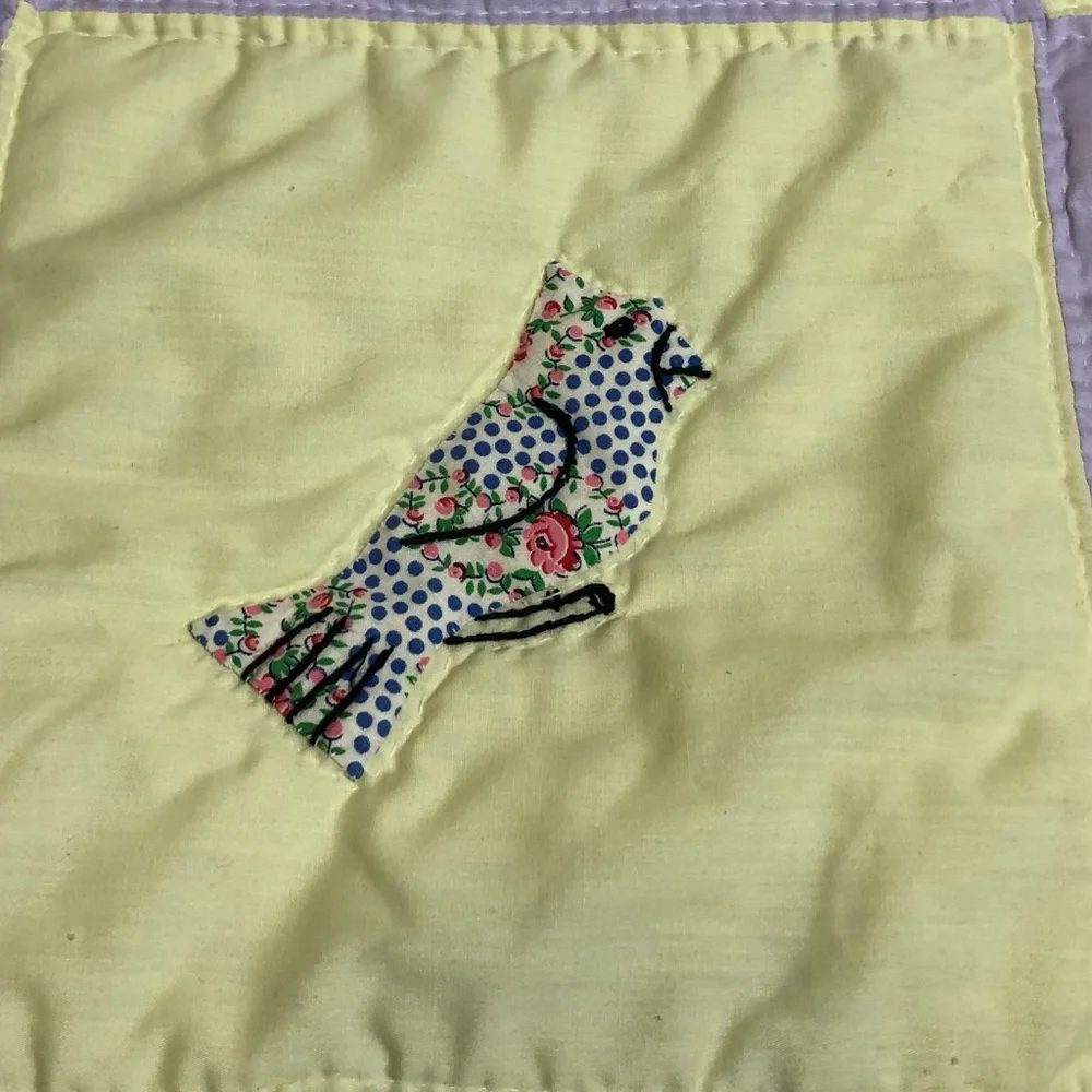 Quilted Patch Work Blanket Yellow Lilac 44inX70in
